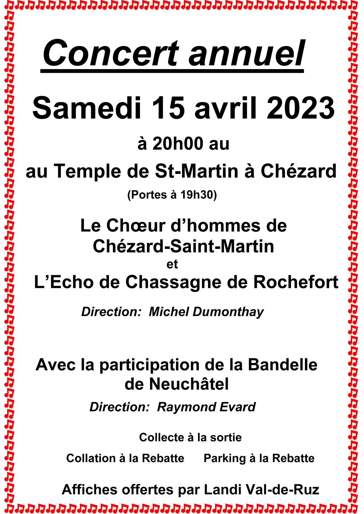 Choeur d’Hommes de Chézard-St-Martin et l’Echo de Chassagne de Rochefort